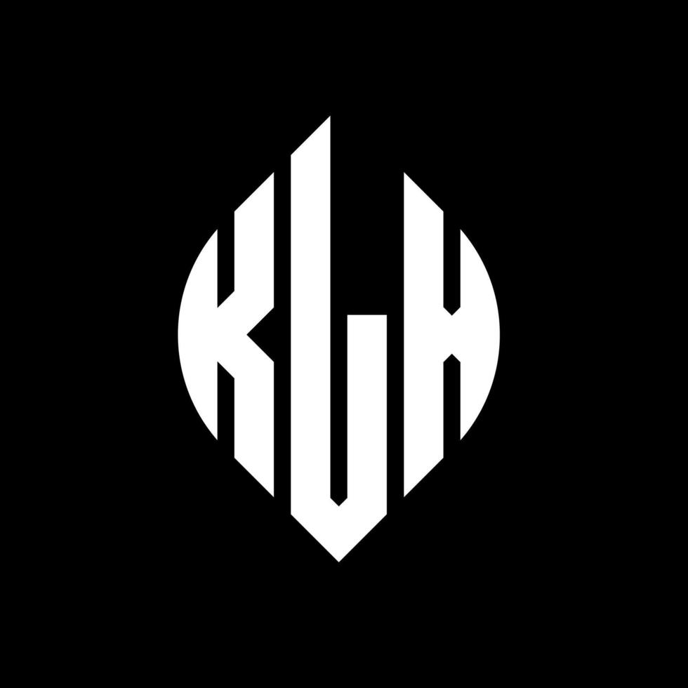 klx cirkelbokstavslogotypdesign med cirkel och ellipsform. klx ellipsbokstäver med typografisk stil. de tre initialerna bildar en cirkellogotyp. klx cirkel emblem abstrakt monogram brev märke vektor. vektor