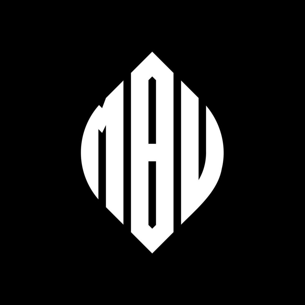 mbu-Kreisbuchstaben-Logo-Design mit Kreis- und Ellipsenform. mbu-Ellipsenbuchstaben mit typografischem Stil. Die drei Initialen bilden ein Kreislogo. mbu-Kreis-Emblem abstrakter Monogramm-Buchstaben-Markierungsvektor. vektor