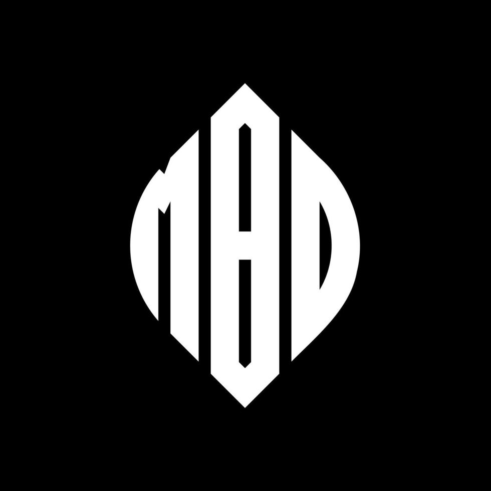Mbo-Kreisbuchstaben-Logo-Design mit Kreis- und Ellipsenform. Mbo-Ellipsenbuchstaben mit typografischem Stil. Die drei Initialen bilden ein Kreislogo. Mbo-Kreis-Emblem abstrakter Monogramm-Buchstaben-Markenvektor. vektor