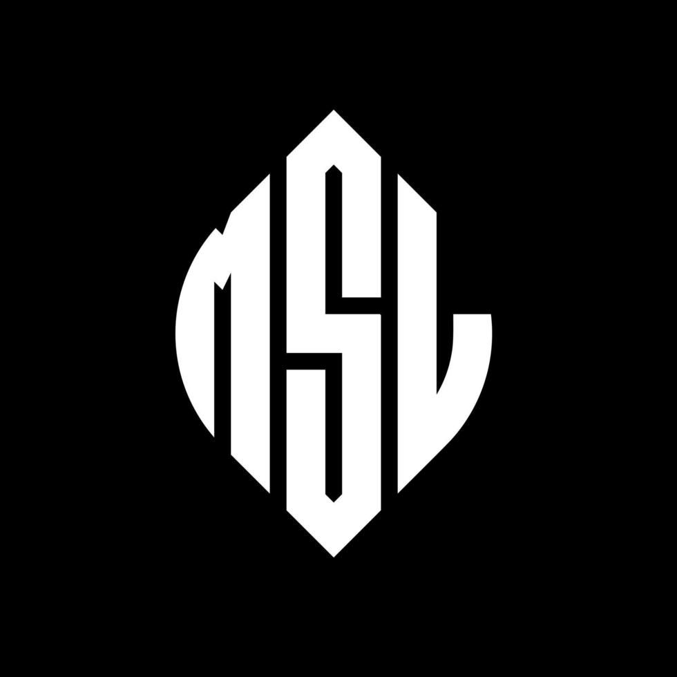 MSL-Kreisbuchstaben-Logo-Design mit Kreis- und Ellipsenform. MSL-Ellipsenbuchstaben mit typografischem Stil. Die drei Initialen bilden ein Kreislogo. MSL-Kreis-Emblem abstrakter Monogramm-Buchstaben-Markierungsvektor. vektor