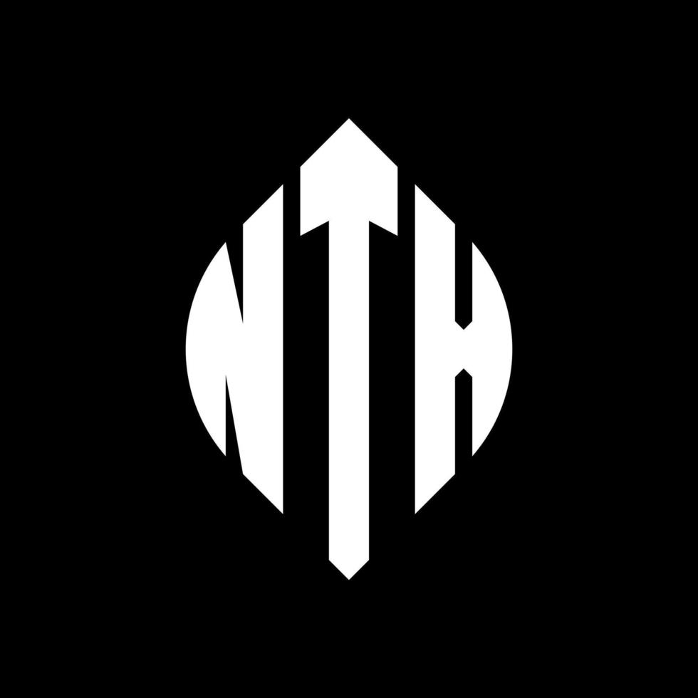 ntx-Kreisbuchstaben-Logo-Design mit Kreis- und Ellipsenform. ntx Ellipsenbuchstaben mit typografischem Stil. Die drei Initialen bilden ein Kreislogo. NTX-Kreis-Emblem abstrakter Monogramm-Buchstaben-Markierungsvektor. vektor