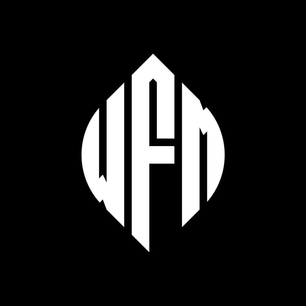 wfm cirkelbokstavslogotypdesign med cirkel och ellipsform. wfm ellipsbokstäver med typografisk stil. de tre initialerna bildar en cirkellogotyp. wfm cirkel emblem abstrakt monogram bokstav märke vektor. vektor