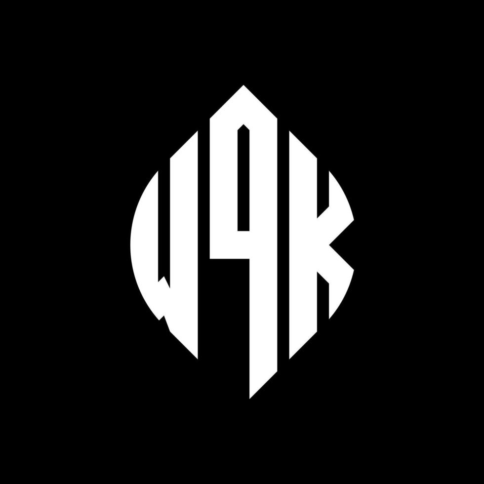 wqk-Kreis-Buchstaben-Logo-Design mit Kreis- und Ellipsenform. wqk Ellipsenbuchstaben mit typografischem Stil. Die drei Initialen bilden ein Kreislogo. wqk-Kreis-Emblem abstrakter Monogramm-Buchstaben-Markierungsvektor. vektor