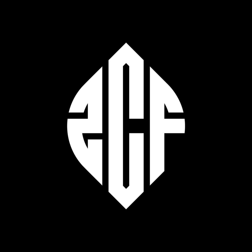 zcf-Kreisbuchstaben-Logo-Design mit Kreis- und Ellipsenform. zcf-ellipsenbuchstaben mit typografischem stil. Die drei Initialen bilden ein Kreislogo. zcf-Kreis-Emblem abstrakter Monogramm-Buchstaben-Markierungsvektor. vektor