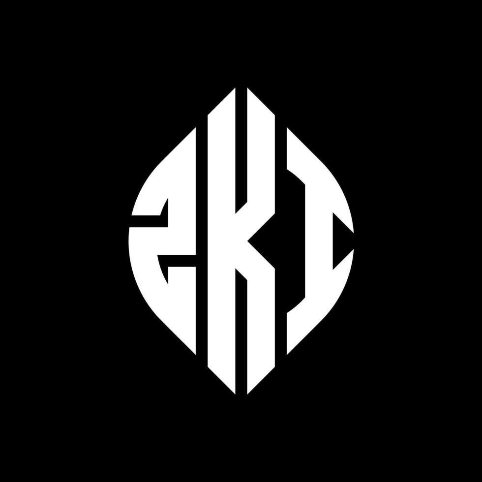 zki-Kreis-Buchstaben-Logo-Design mit Kreis- und Ellipsenform. zki Ellipsenbuchstaben mit typografischem Stil. Die drei Initialen bilden ein Kreislogo. zki-Kreis-Emblem abstrakter Monogramm-Buchstaben-Markenvektor. vektor