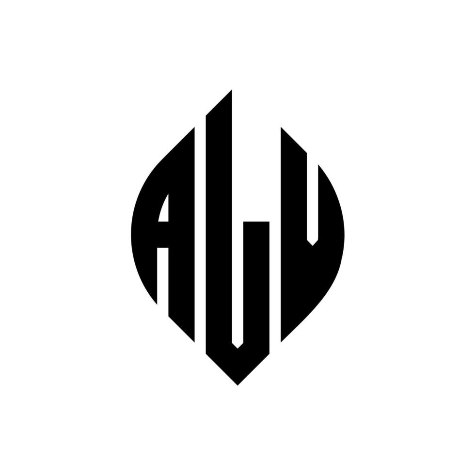 alv-Kreis-Buchstaben-Logo-Design mit Kreis- und Ellipsenform. Alle Ellipsenbuchstaben mit typografischem Stil. Die drei Initialen bilden ein Kreislogo. alv Kreisemblem abstrakter Monogramm-Buchstabenmarkierungsvektor. vektor