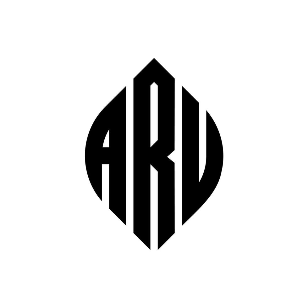 aru-Kreis-Buchstaben-Logo-Design mit Kreis- und Ellipsenform. aru ellipsenbuchstaben mit typografischem stil. Die drei Initialen bilden ein Kreislogo. Aru-Kreis-Emblem abstrakter Monogramm-Buchstaben-Markenvektor. vektor