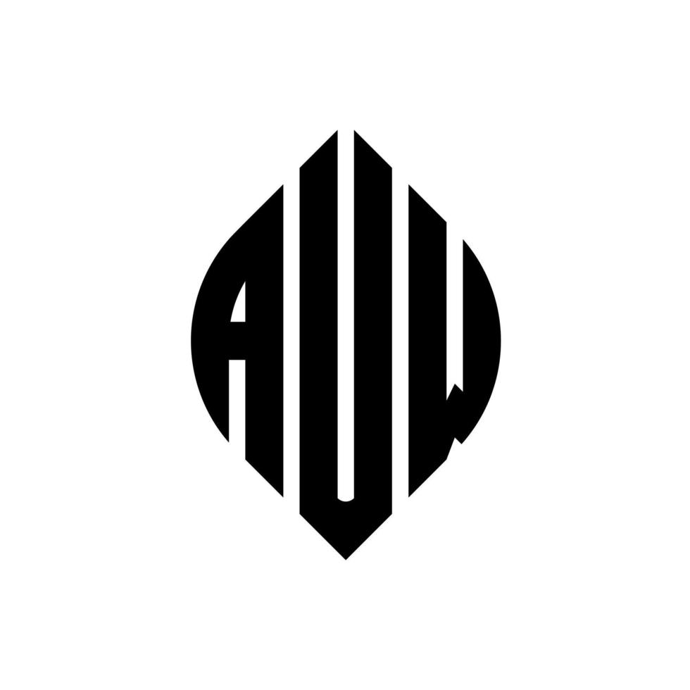 auw Kreisbuchstabe-Logo-Design mit Kreis- und Ellipsenform. auw Ellipsenbuchstaben mit typografischem Stil. Die drei Initialen bilden ein Kreislogo. auw Kreisemblem abstrakter Monogramm-Buchstabenmarkierungsvektor. vektor