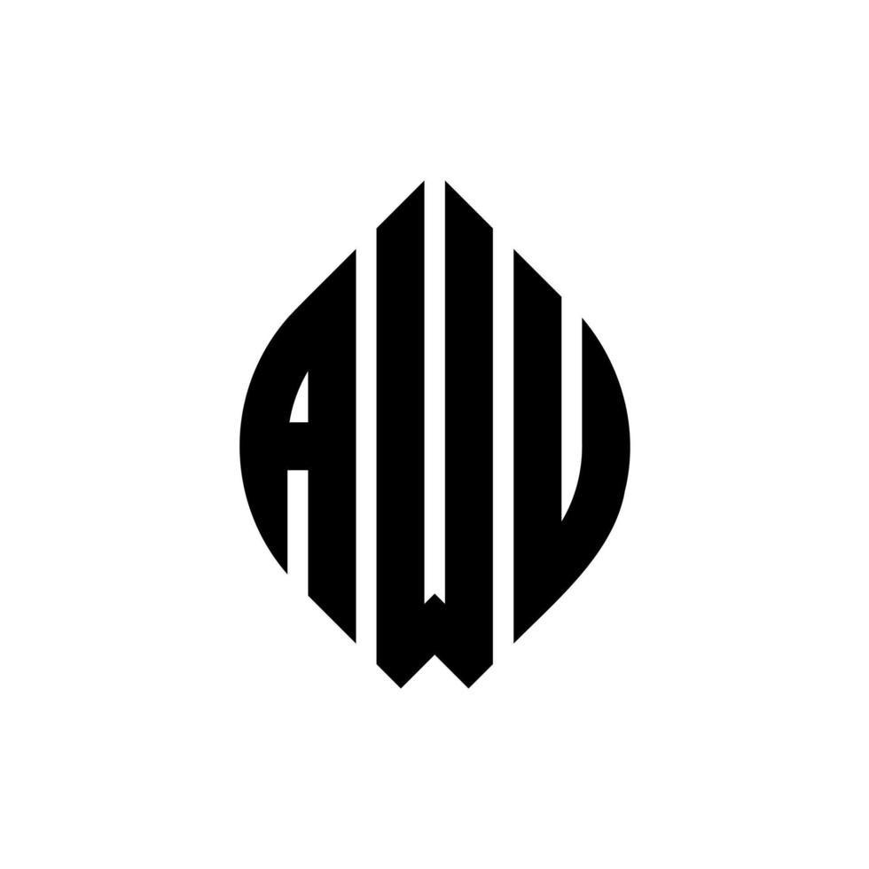 awu-Kreisbuchstaben-Logo-Design mit Kreis- und Ellipsenform. awu ellipsenbuchstaben mit typografischem stil. Die drei Initialen bilden ein Kreislogo. Awu-Kreis-Emblem abstrakter Monogramm-Buchstaben-Markierungsvektor. vektor