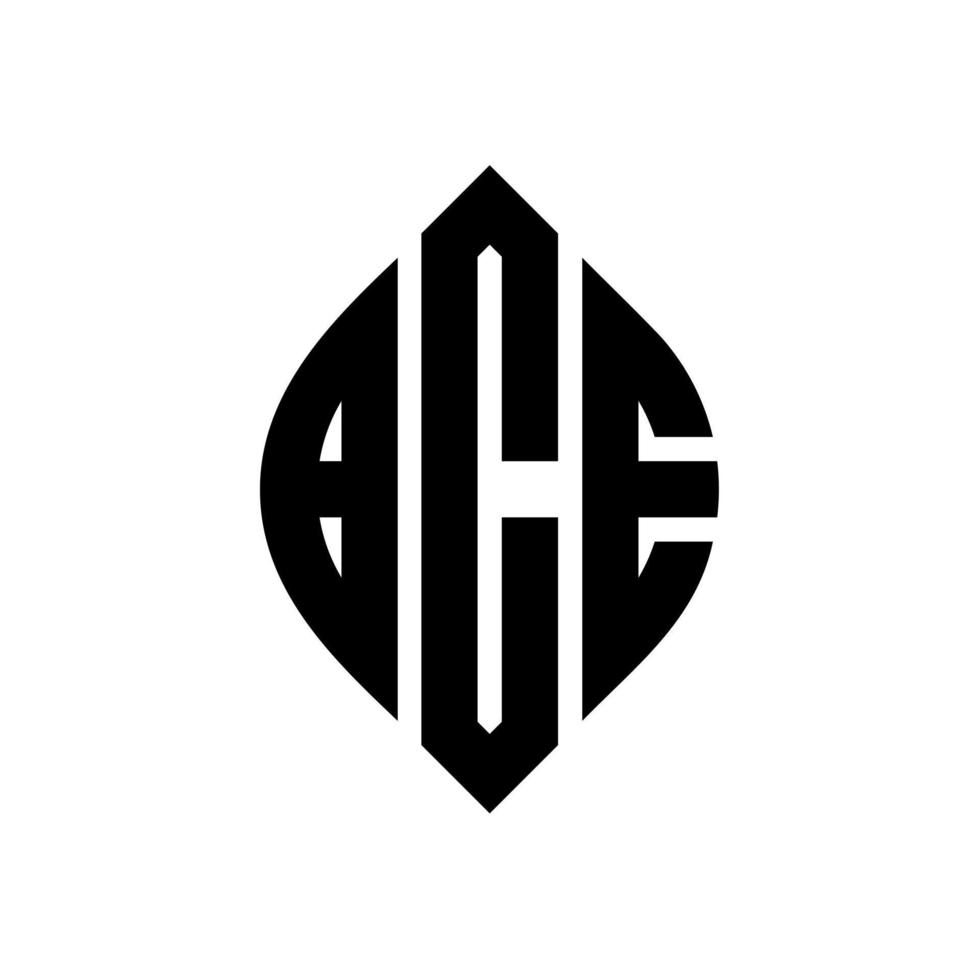 bce-Kreisbuchstaben-Logo-Design mit Kreis- und Ellipsenform. bce Ellipsenbuchstaben mit typografischem Stil. Die drei Initialen bilden ein Kreislogo. bce Kreisemblem abstrakter Monogramm-Buchstabenmarkierungsvektor. vektor