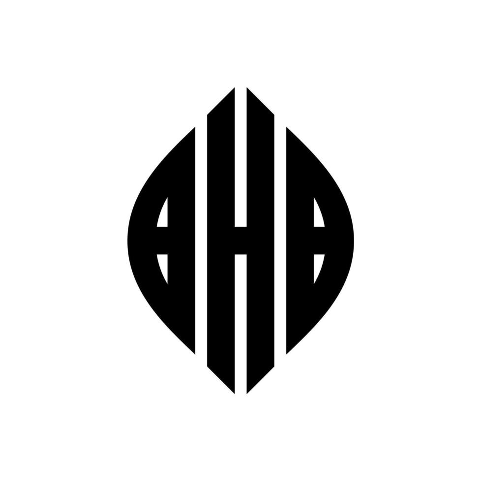 bhb-Kreisbuchstaben-Logo-Design mit Kreis- und Ellipsenform. bhb ellipsenbuchstaben mit typografischem stil. Die drei Initialen bilden ein Kreislogo. bhb Kreisemblem abstrakter Monogramm-Buchstabenmarkierungsvektor. vektor