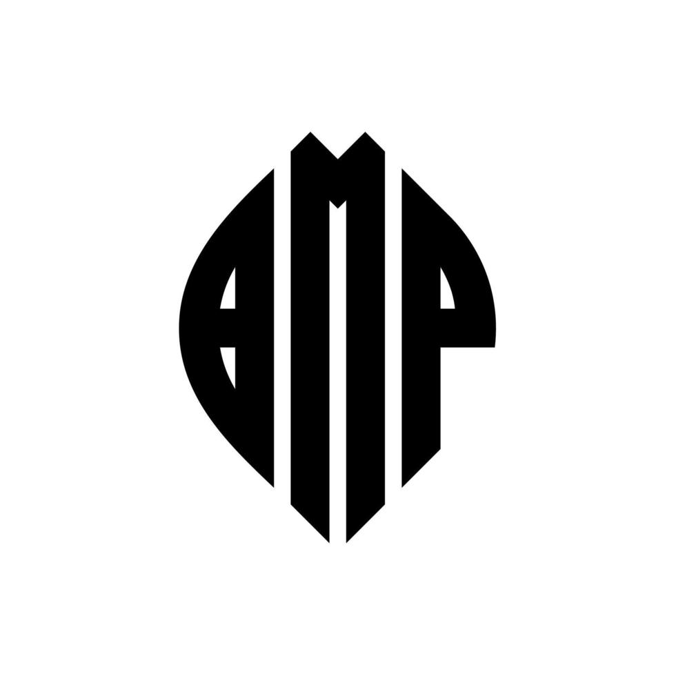 bmp-Kreisbuchstaben-Logo-Design mit Kreis- und Ellipsenform. bmp Ellipsenbuchstaben mit typografischem Stil. Die drei Initialen bilden ein Kreislogo. bmp-Kreis-Emblem abstrakter Monogramm-Buchstaben-Markenvektor. vektor