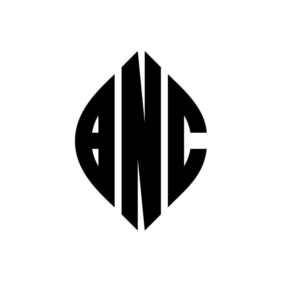bnc-Kreisbuchstaben-Logo-Design mit Kreis- und Ellipsenform. bnc-ellipsenbuchstaben mit typografischem stil. Die drei Initialen bilden ein Kreislogo. bnc-Kreis-Emblem abstrakter Monogramm-Buchstaben-Markierungsvektor. vektor
