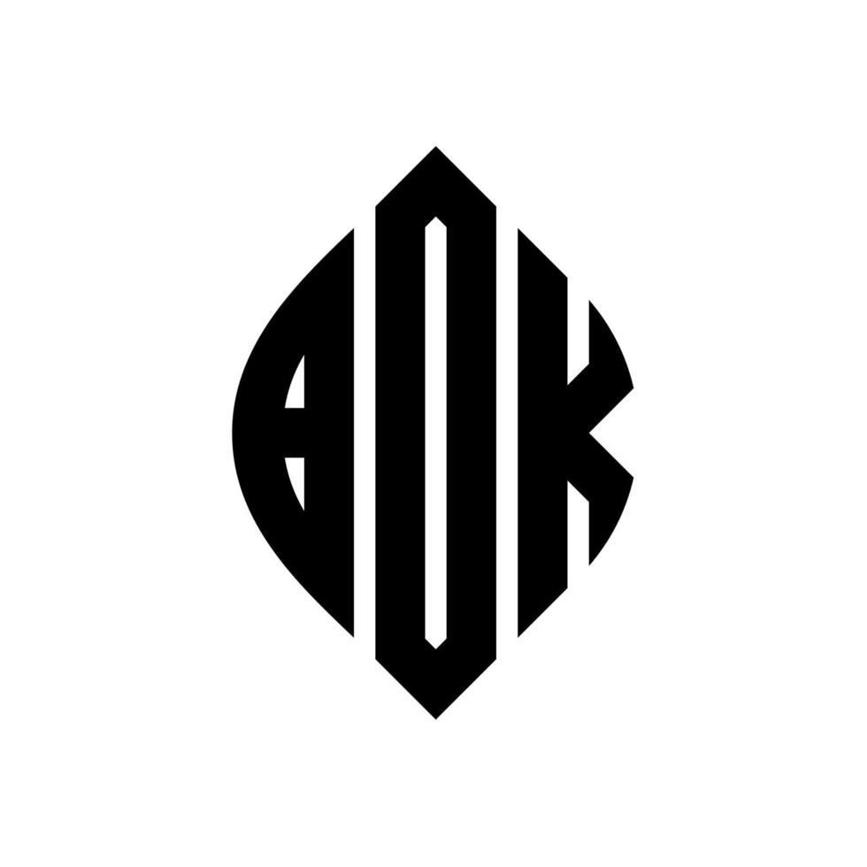 Bok-Kreis-Buchstaben-Logo-Design mit Kreis- und Ellipsenform. bok ellipsenbuchstaben mit typografischem stil. Die drei Initialen bilden ein Kreislogo. Bok-Kreis-Emblem abstrakter Monogramm-Buchstaben-Markenvektor. vektor