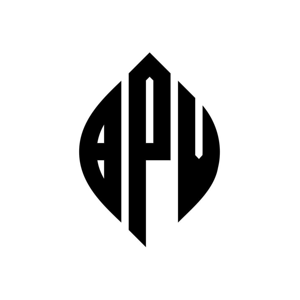 bpv-Kreisbuchstaben-Logo-Design mit Kreis- und Ellipsenform. bpv Ellipsenbuchstaben mit typografischem Stil. Die drei Initialen bilden ein Kreislogo. bpv Kreisemblem abstrakter Monogramm-Buchstabenmarkierungsvektor. vektor