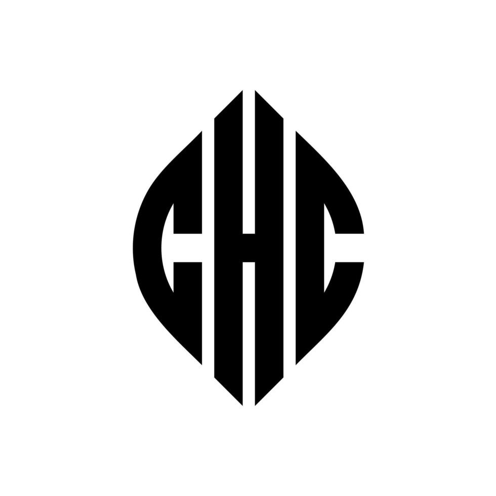 chc-Kreis-Buchstaben-Logo-Design mit Kreis- und Ellipsenform. chc Ellipsenbuchstaben mit typografischem Stil. Die drei Initialen bilden ein Kreislogo. chc-Kreis-Emblem abstrakter Monogramm-Buchstaben-Markierungsvektor. vektor