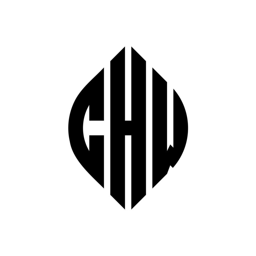 chw-Kreisbuchstabe-Logo-Design mit Kreis- und Ellipsenform. chw Ellipsenbuchstaben mit typografischem Stil. Die drei Initialen bilden ein Kreislogo. chw Kreisemblem abstrakter Monogramm-Buchstabenmarkierungsvektor. vektor