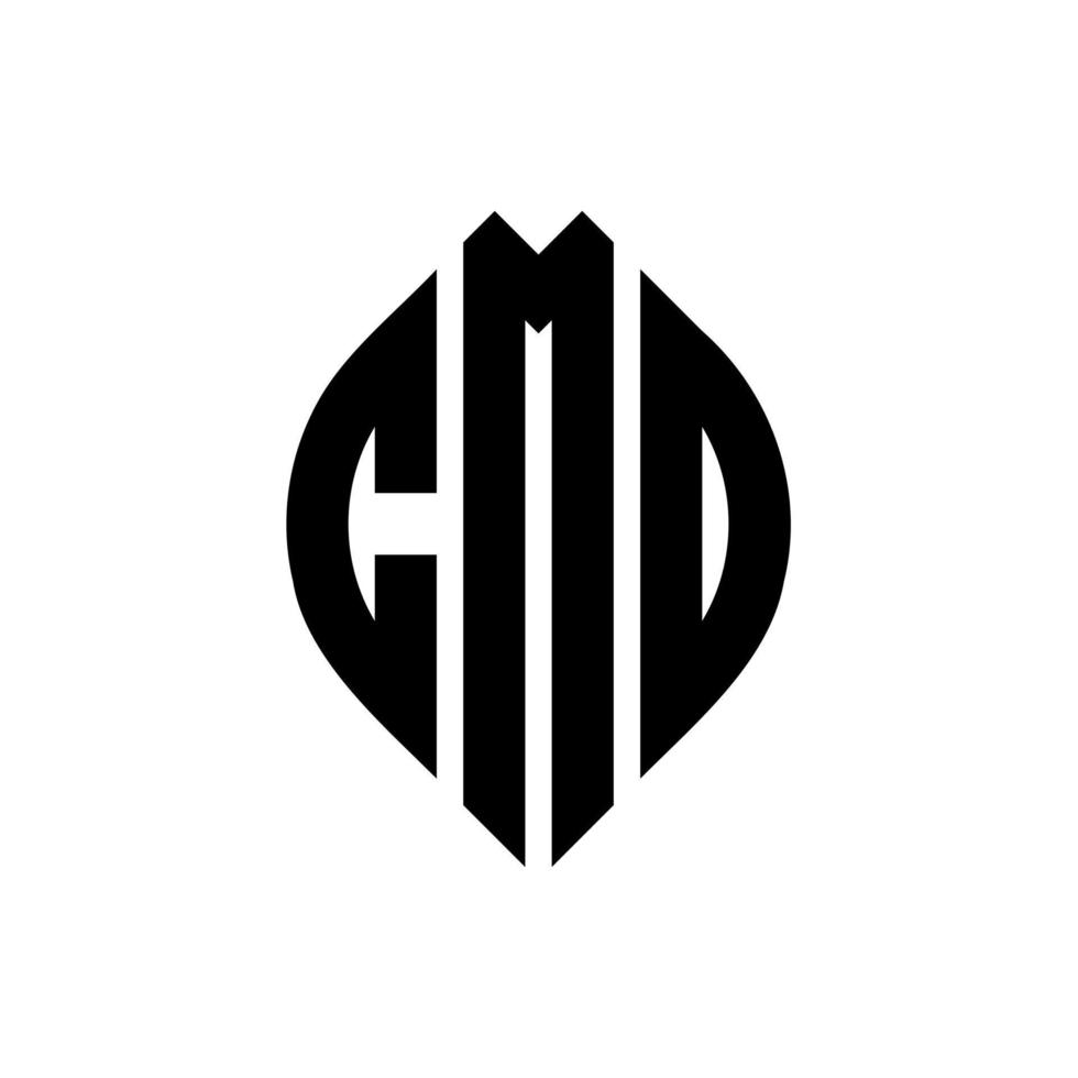 cmd cirkel bokstavslogotyp design med cirkel och ellipsform. cmd ellipsbokstäver med typografisk stil. de tre initialerna bildar en cirkellogotyp. cmd cirkel emblem abstrakt monogram brev märke vektor. vektor