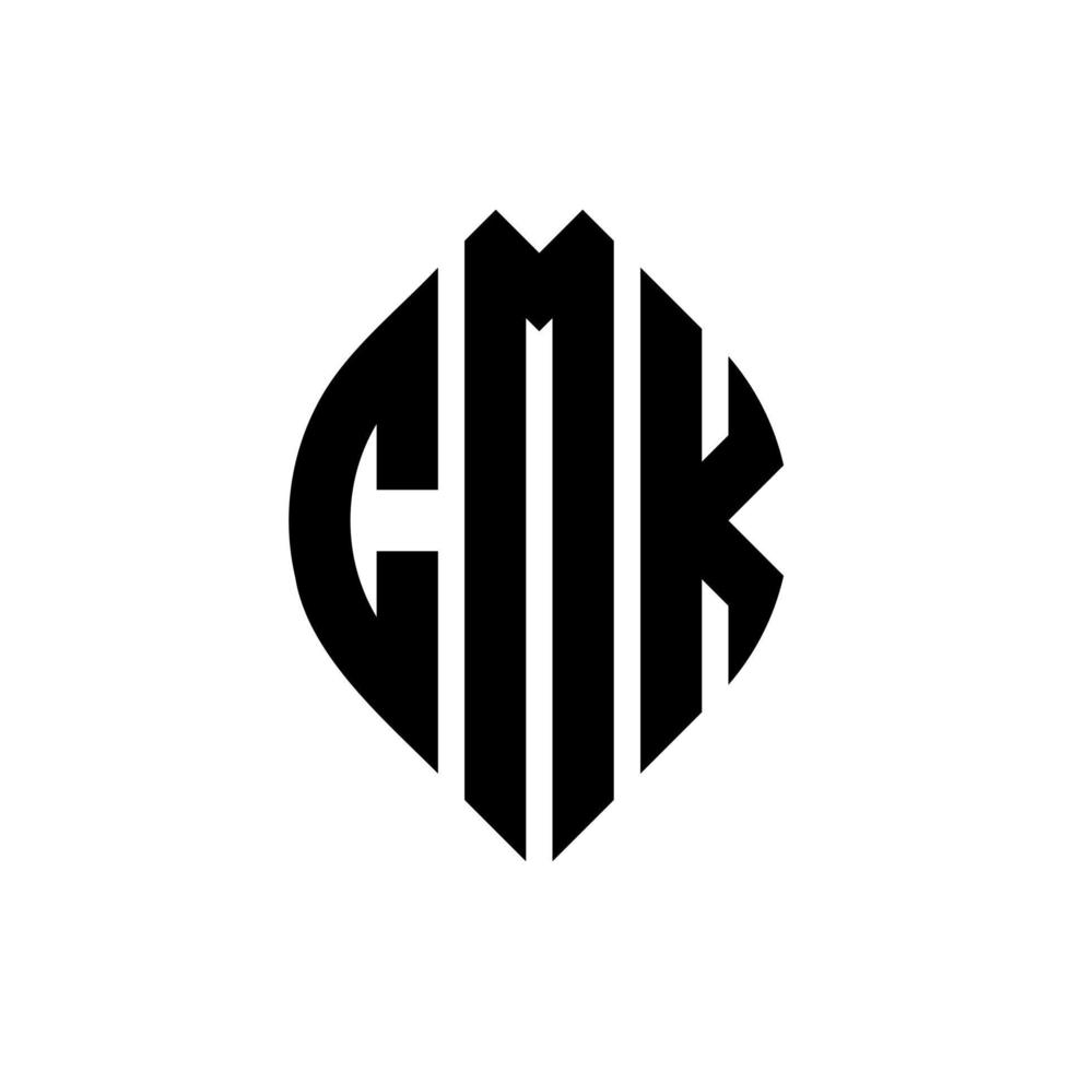 cmk-Kreisbuchstaben-Logo-Design mit Kreis- und Ellipsenform. cmk-Ellipsenbuchstaben mit typografischem Stil. Die drei Initialen bilden ein Kreislogo. cmk-Kreis-Emblem abstrakter Monogramm-Buchstaben-Markenvektor. vektor