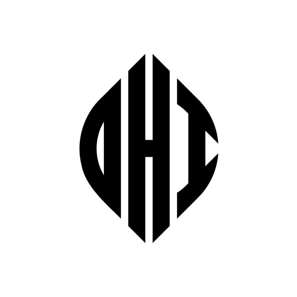 dhi-Kreis-Buchstaben-Logo-Design mit Kreis- und Ellipsenform. Dhi-Ellipsenbuchstaben mit typografischem Stil. Die drei Initialen bilden ein Kreislogo. Dhi-Kreis-Emblem abstrakter Monogramm-Buchstaben-Markierungsvektor. vektor