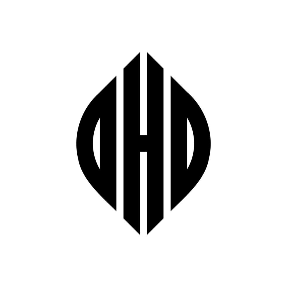 dho-Kreis-Buchstaben-Logo-Design mit Kreis- und Ellipsenform. Dho-Ellipsenbuchstaben mit typografischem Stil. Die drei Initialen bilden ein Kreislogo. Dho-Kreis-Emblem abstrakter Monogramm-Buchstaben-Markierungsvektor. vektor