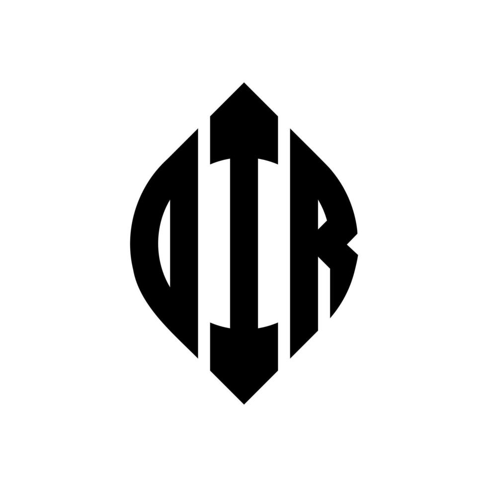 dir-Kreis-Buchstaben-Logo-Design mit Kreis- und Ellipsenform. dir Ellipsenbuchstaben mit typografischem Stil. Die drei Initialen bilden ein Kreislogo. Dir-Kreis-Emblem abstrakter Monogramm-Buchstaben-Markenvektor. vektor