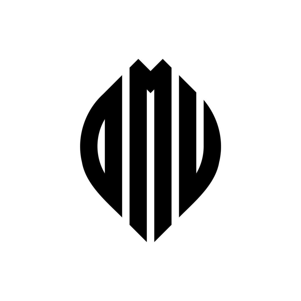 dmu cirkelbokstavslogotypdesign med cirkel- och ellipsform. dmu ellipsbokstäver med typografisk stil. de tre initialerna bildar en cirkellogotyp. dmu cirkel emblem abstrakt monogram brev märke vektor. vektor