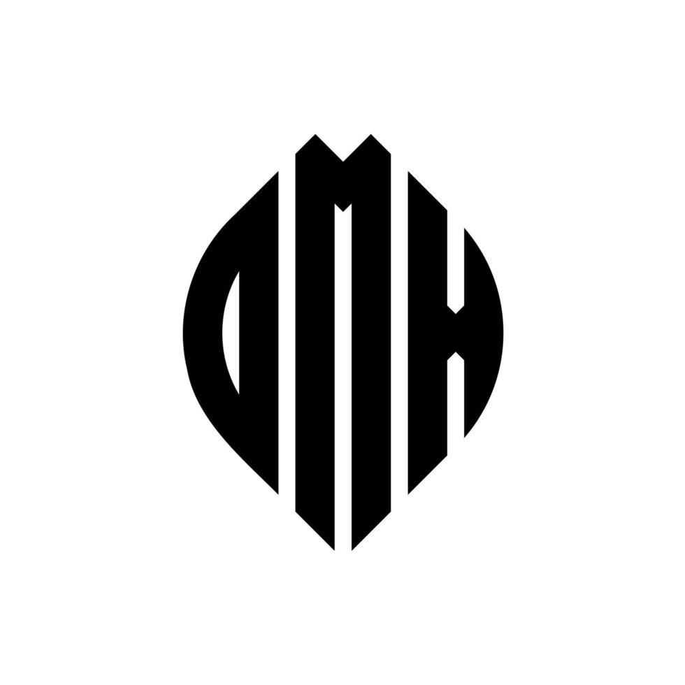 DMX-Kreisbuchstaben-Logo-Design mit Kreis- und Ellipsenform. dmx-ellipsenbuchstaben mit typografischem stil. Die drei Initialen bilden ein Kreislogo. dmx-Kreis-Emblem abstrakter Monogramm-Buchstaben-Markenvektor. vektor
