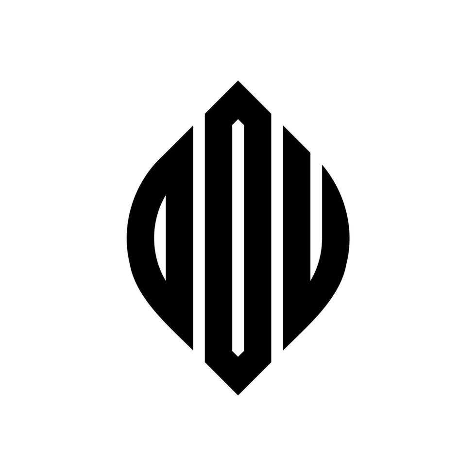 dou-Kreis-Buchstaben-Logo-Design mit Kreis- und Ellipsenform. dou-ellipsenbuchstaben mit typografischem stil. Die drei Initialen bilden ein Kreislogo. Dou-Kreis-Emblem abstrakter Monogramm-Buchstaben-Markenvektor. vektor