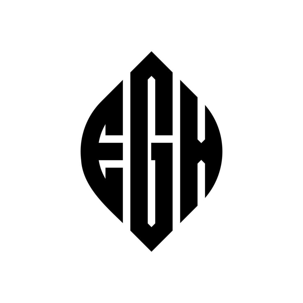 egx-Kreisbuchstaben-Logo-Design mit Kreis- und Ellipsenform. zB Ellipsenbuchstaben mit typografischem Stil. Die drei Initialen bilden ein Kreislogo. egx Kreisemblem abstrakter Monogramm-Buchstabenmarkierungsvektor. vektor