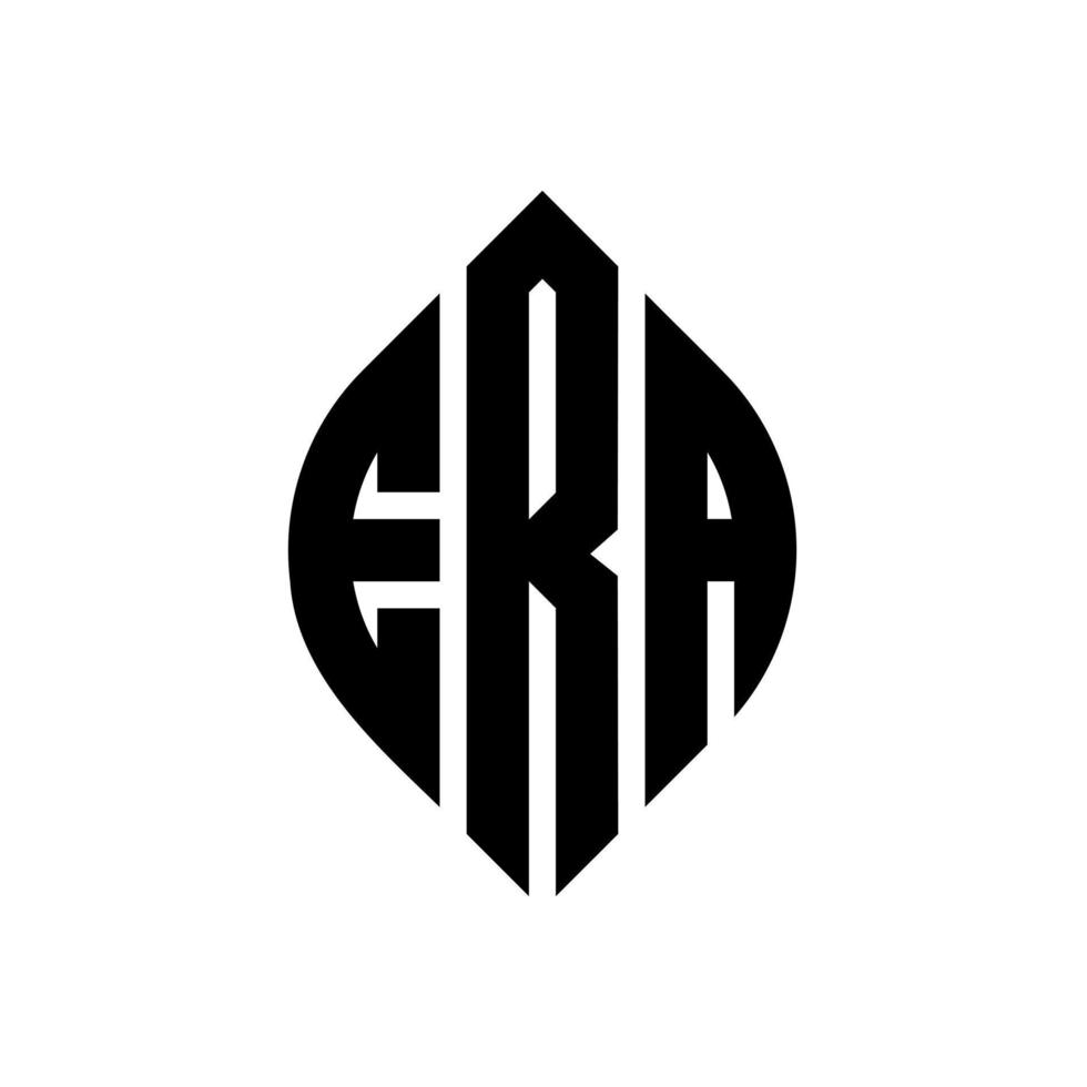 Era cirkel bokstavslogotyp design med cirkel och ellipsform. eran ellips bokstäver med typografisk stil. de tre initialerna bildar en cirkellogotyp. era cirkel emblem abstrakt monogram brev märke vektor. vektor