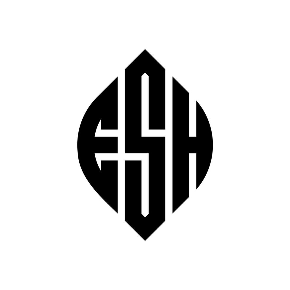 esh cirkel bokstavslogotyp design med cirkel och ellipsform. esh ellips bokstäver med typografisk stil. de tre initialerna bildar en cirkellogotyp. esh cirkel emblem abstrakt monogram brev märke vektor. vektor