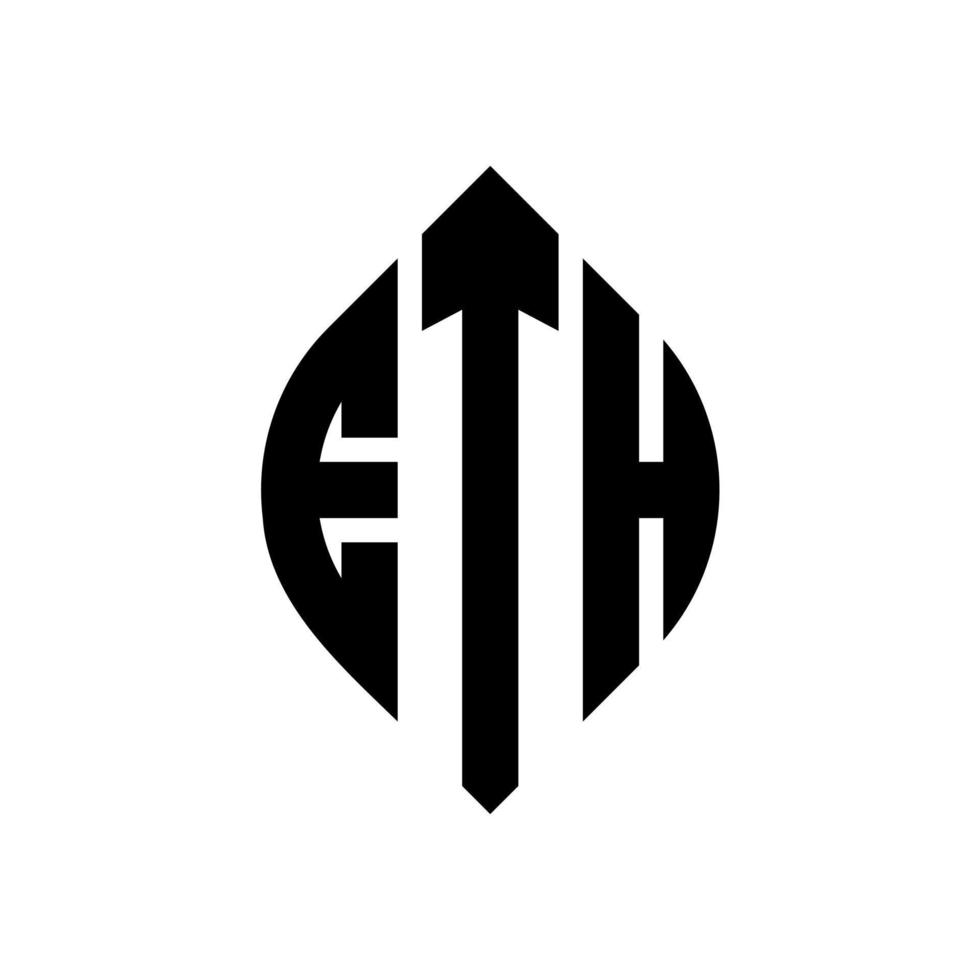 Eth-Kreis-Buchstaben-Logo-Design mit Kreis- und Ellipsenform. eth ellipsenbuchstaben mit typografischem stil. Die drei Initialen bilden ein Kreislogo. eth kreis emblem abstraktes monogramm buchstabe mark vektor. vektor