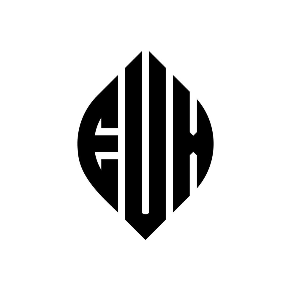 eux cirkelbokstavslogotypdesign med cirkel- och ellipsform. eux ellipsbokstäver med typografisk stil. de tre initialerna bildar en cirkellogotyp. eux cirkel emblem abstrakt monogram brev märke vektor. vektor