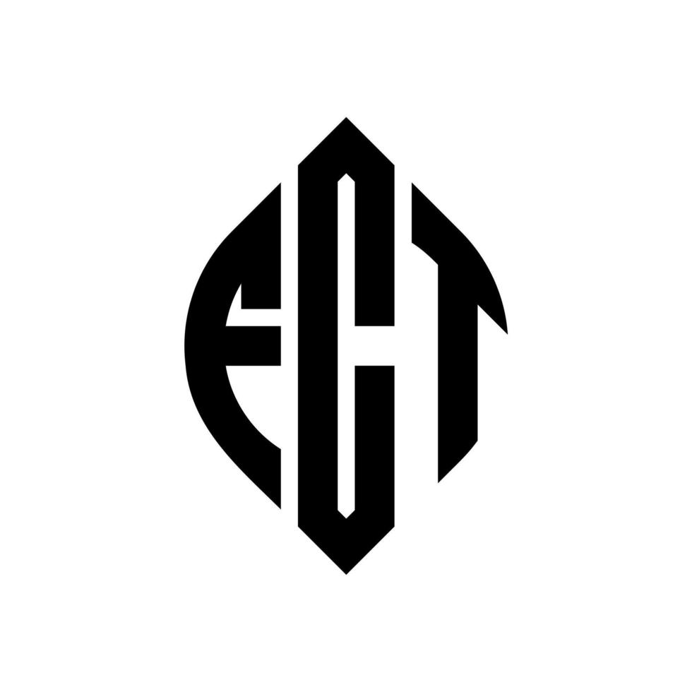fct-Kreis-Buchstaben-Logo-Design mit Kreis- und Ellipsenform. fct Ellipsenbuchstaben mit typografischem Stil. Die drei Initialen bilden ein Kreislogo. fct Kreisemblem abstrakter Monogramm-Buchstabenmarkierungsvektor. vektor
