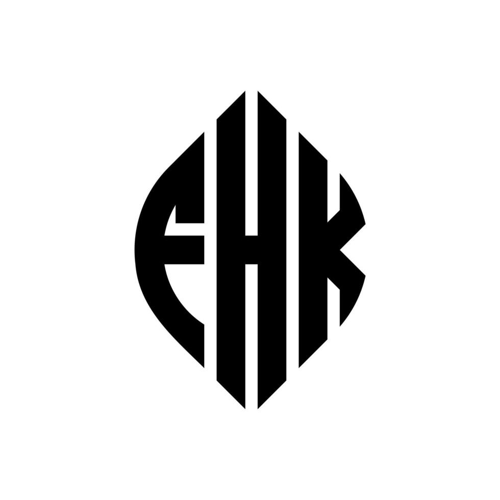 fhk-Kreisbuchstaben-Logo-Design mit Kreis- und Ellipsenform. fhk Ellipsenbuchstaben mit typografischem Stil. Die drei Initialen bilden ein Kreislogo. fhk-Kreis-Emblem abstrakter Monogramm-Buchstaben-Markenvektor. vektor