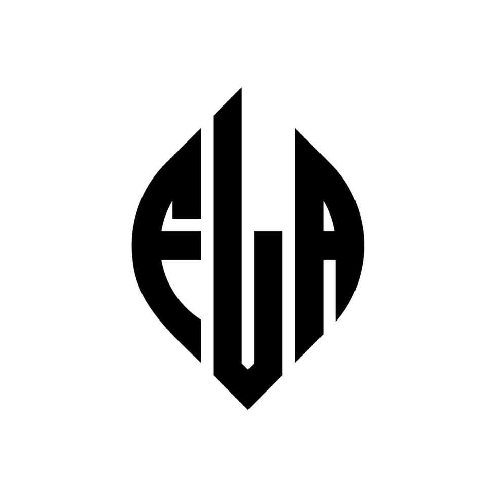 Fla-Kreis-Buchstaben-Logo-Design mit Kreis- und Ellipsenform. Fla-Ellipsenbuchstaben mit typografischem Stil. Die drei Initialen bilden ein Kreislogo. Fla-Kreis-Emblem abstrakter Monogramm-Buchstaben-Markenvektor. vektor