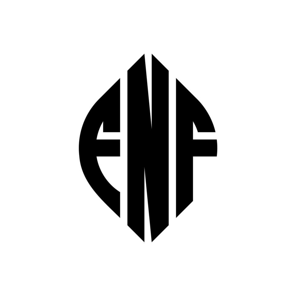 fnf cirkelbokstavslogotypdesign med cirkel- och ellipsform. fnf ellipsbokstäver med typografisk stil. de tre initialerna bildar en cirkellogotyp. fnf cirkel emblem abstrakt monogram bokstav märke vektor. vektor