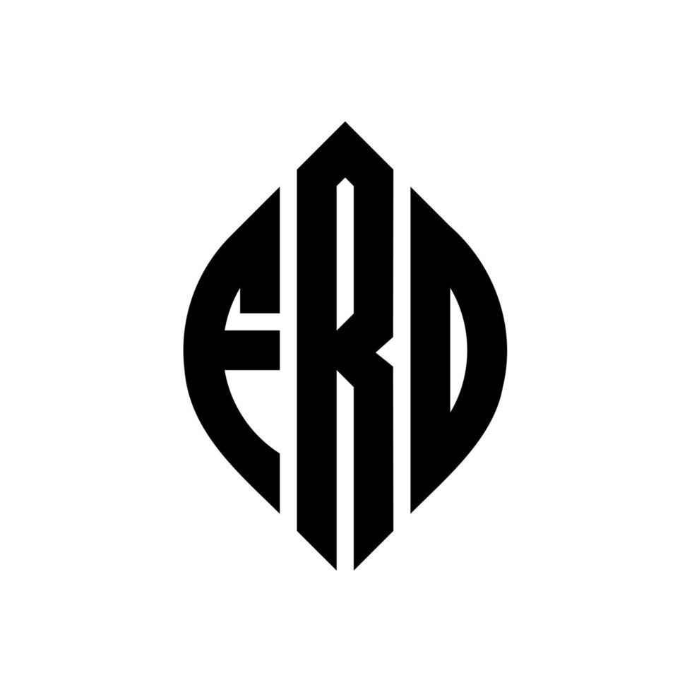 frd cirkelbokstavslogotyp med cirkel- och ellipsform. frd ellipsbokstäver med typografisk stil. de tre initialerna bildar en cirkellogotyp. frd cirkel emblem abstrakt monogram brev märke vektor. vektor