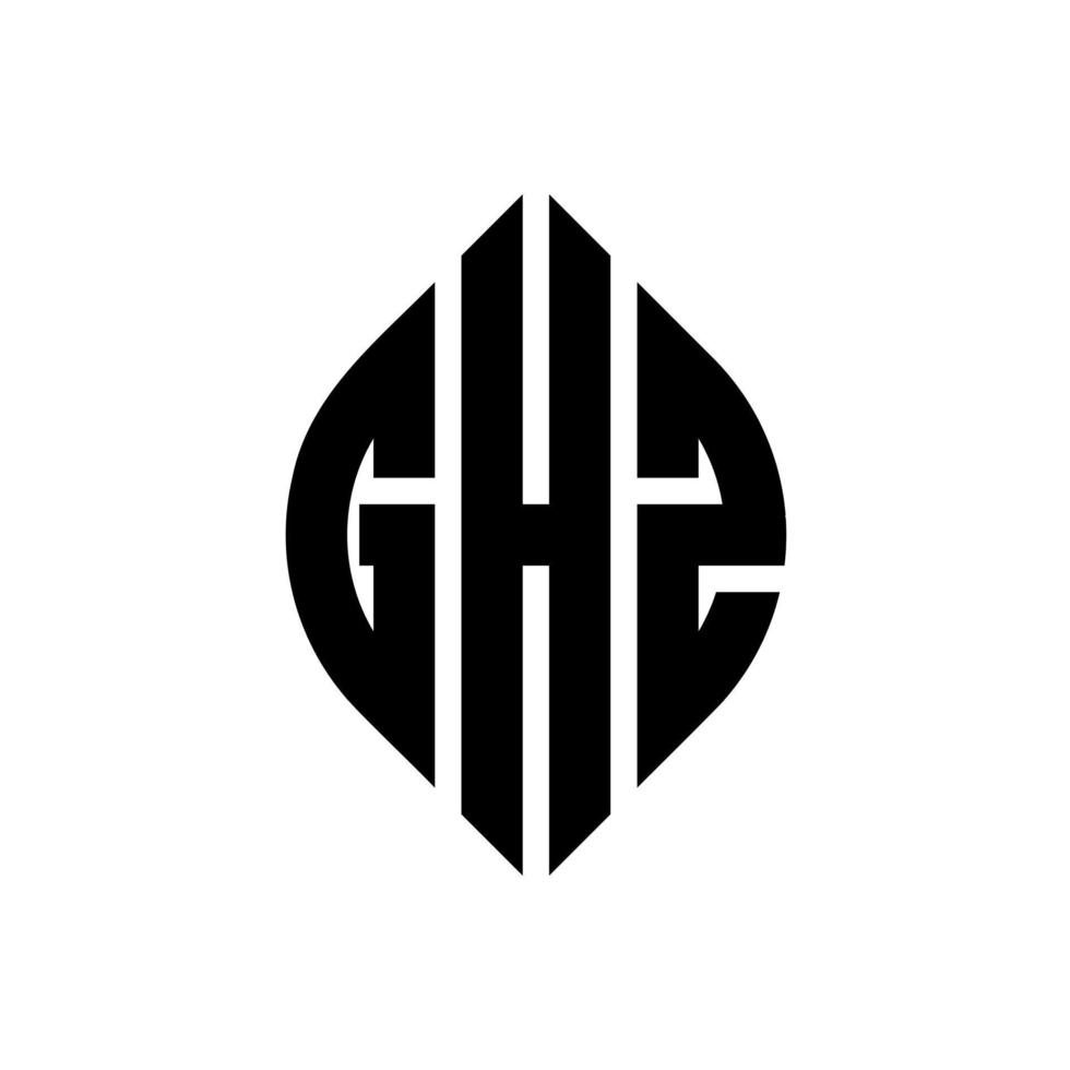 ghz-Kreisbuchstaben-Logo-Design mit Kreis- und Ellipsenform. ghz-ellipsenbuchstaben mit typografischem stil. Die drei Initialen bilden ein Kreislogo. ghz-Kreis-Emblem abstrakter Monogramm-Buchstaben-Markierungsvektor. vektor