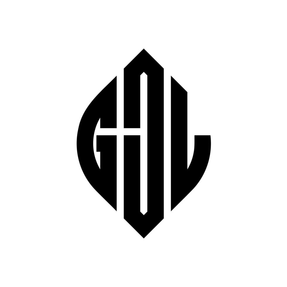 gjl cirkelbokstavslogotypdesign med cirkel- och ellipsform. gjl ellipsbokstäver med typografisk stil. de tre initialerna bildar en cirkellogotyp. gjl cirkel emblem abstrakt monogram bokstav märke vektor. vektor