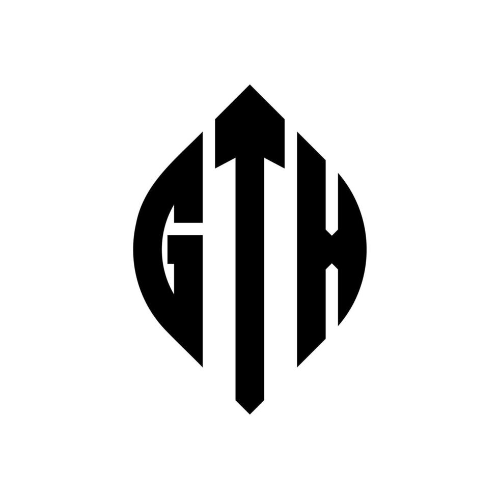 gtx-Kreisbuchstaben-Logo-Design mit Kreis- und Ellipsenform. GTX-Ellipsenbuchstaben mit typografischem Stil. Die drei Initialen bilden ein Kreislogo. gtx-Kreis-Emblem abstrakter Monogramm-Buchstaben-Markenvektor. vektor