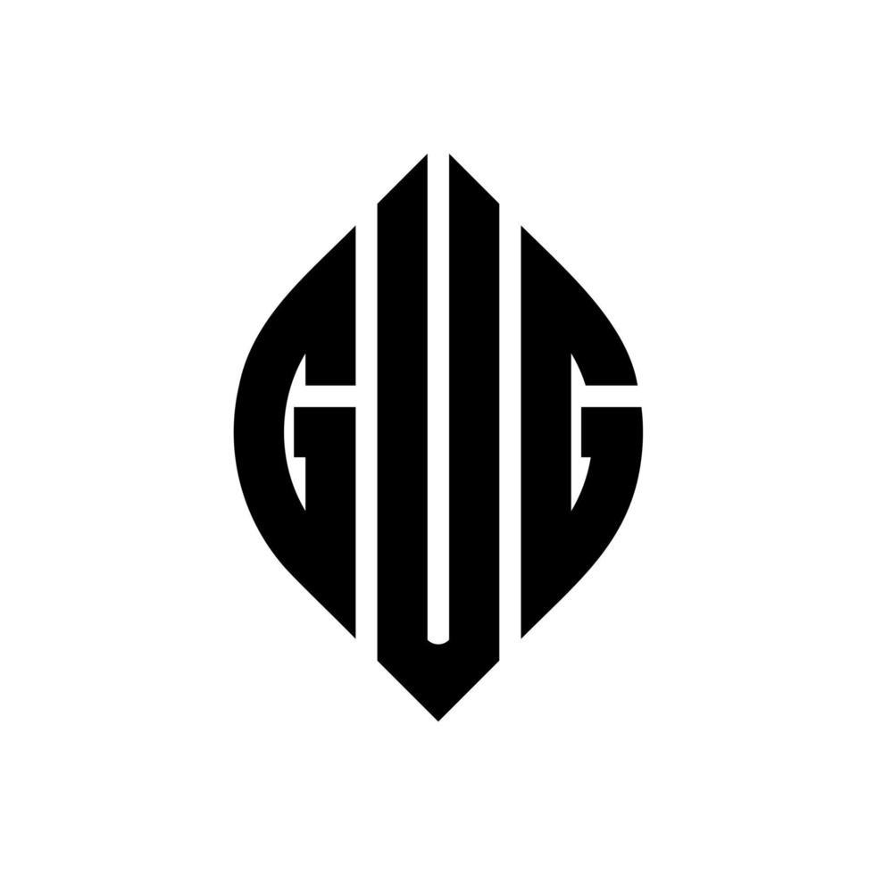 Gug-Kreis-Buchstaben-Logo-Design mit Kreis- und Ellipsenform. Gug-Ellipsenbuchstaben mit typografischem Stil. Die drei Initialen bilden ein Kreislogo. Gug-Kreis-Emblem abstrakter Monogramm-Buchstaben-Markierungsvektor. vektor