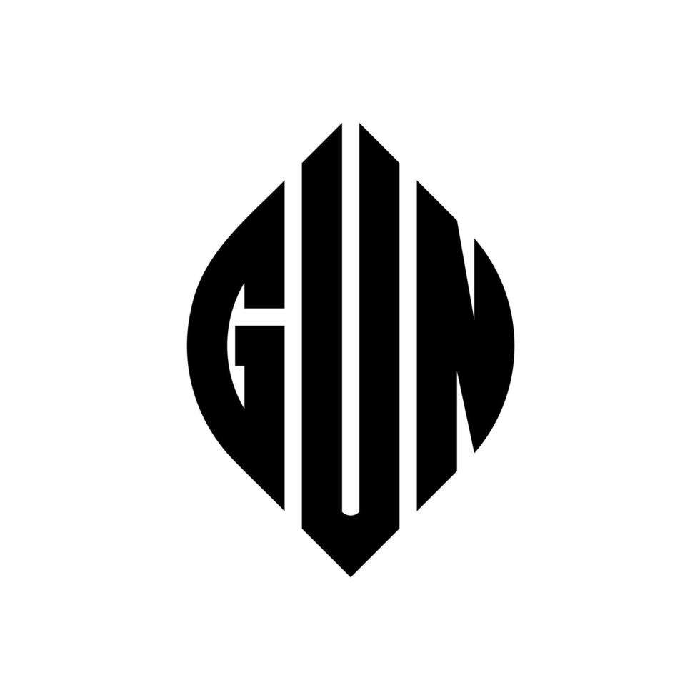 Gun Circle Letter Logo Design mit Kreis- und Ellipsenform. Waffe Ellipsenbuchstaben mit typografischem Stil. Die drei Initialen bilden ein Kreislogo. Gewehrkreis Emblem abstrakter Monogramm-Buchstaben-Markenvektor. vektor