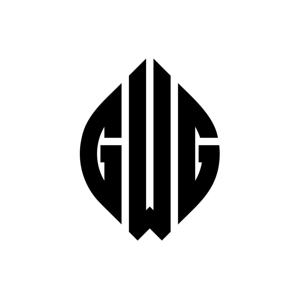gwg-Kreisbuchstaben-Logo-Design mit Kreis- und Ellipsenform. gwg Ellipsenbuchstaben mit typografischem Stil. Die drei Initialen bilden ein Kreislogo. gwg Kreisemblem abstrakter Monogramm-Buchstabenmarkierungsvektor. vektor