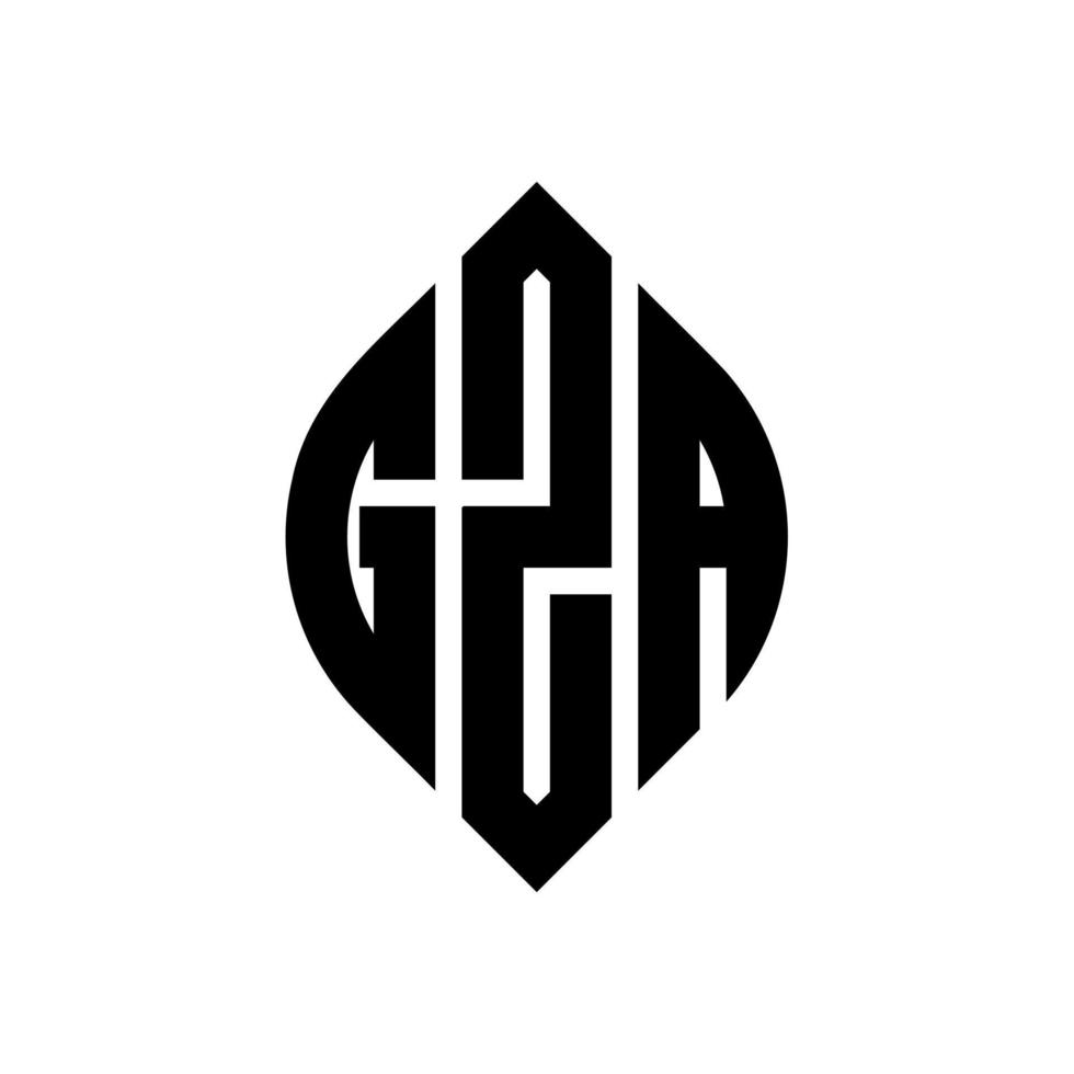 gza-Kreisbuchstaben-Logo-Design mit Kreis- und Ellipsenform. gza-ellipsenbuchstaben mit typografischem stil. Die drei Initialen bilden ein Kreislogo. GZA-Kreis-Emblem abstrakter Monogramm-Buchstaben-Markierungsvektor. vektor