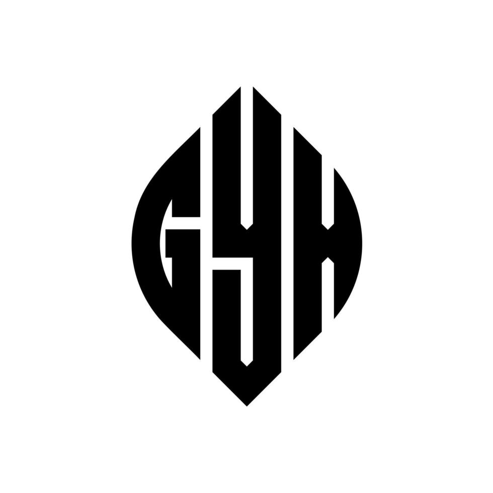 Gyx-Kreis-Buchstaben-Logo-Design mit Kreis- und Ellipsenform. Gyx-Ellipsenbuchstaben mit typografischem Stil. Die drei Initialen bilden ein Kreislogo. Gyx-Kreis-Emblem abstrakter Monogramm-Buchstaben-Markierungsvektor. vektor