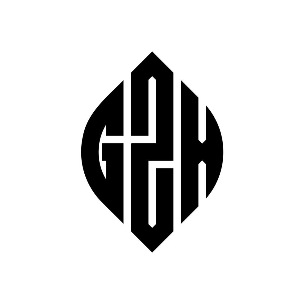 gzx-Kreisbuchstaben-Logo-Design mit Kreis- und Ellipsenform. gzx-Ellipsenbuchstaben mit typografischem Stil. Die drei Initialen bilden ein Kreislogo. gzx-Kreis-Emblem abstrakter Monogramm-Buchstaben-Markierungsvektor. vektor