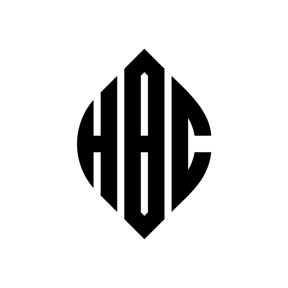 hbc-Kreisbuchstaben-Logo-Design mit Kreis- und Ellipsenform. hbc-ellipsenbuchstaben mit typografischem stil. Die drei Initialen bilden ein Kreislogo. hbc-Kreis-Emblem abstrakter Monogramm-Buchstaben-Markierungsvektor. vektor