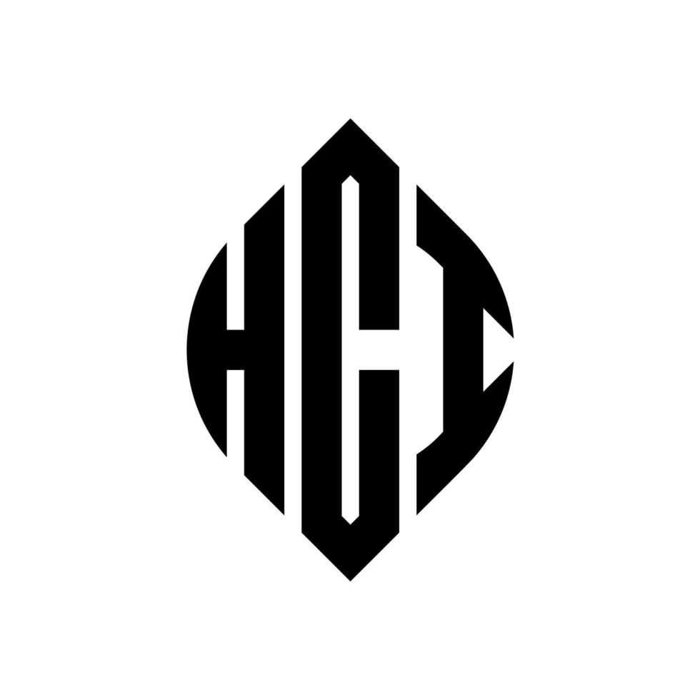 HCI-Kreisbuchstaben-Logo-Design mit Kreis- und Ellipsenform. hci Ellipsenbuchstaben mit typografischem Stil. Die drei Initialen bilden ein Kreislogo. hci-Kreis-Emblem abstrakter Monogramm-Buchstaben-Markierungsvektor. vektor